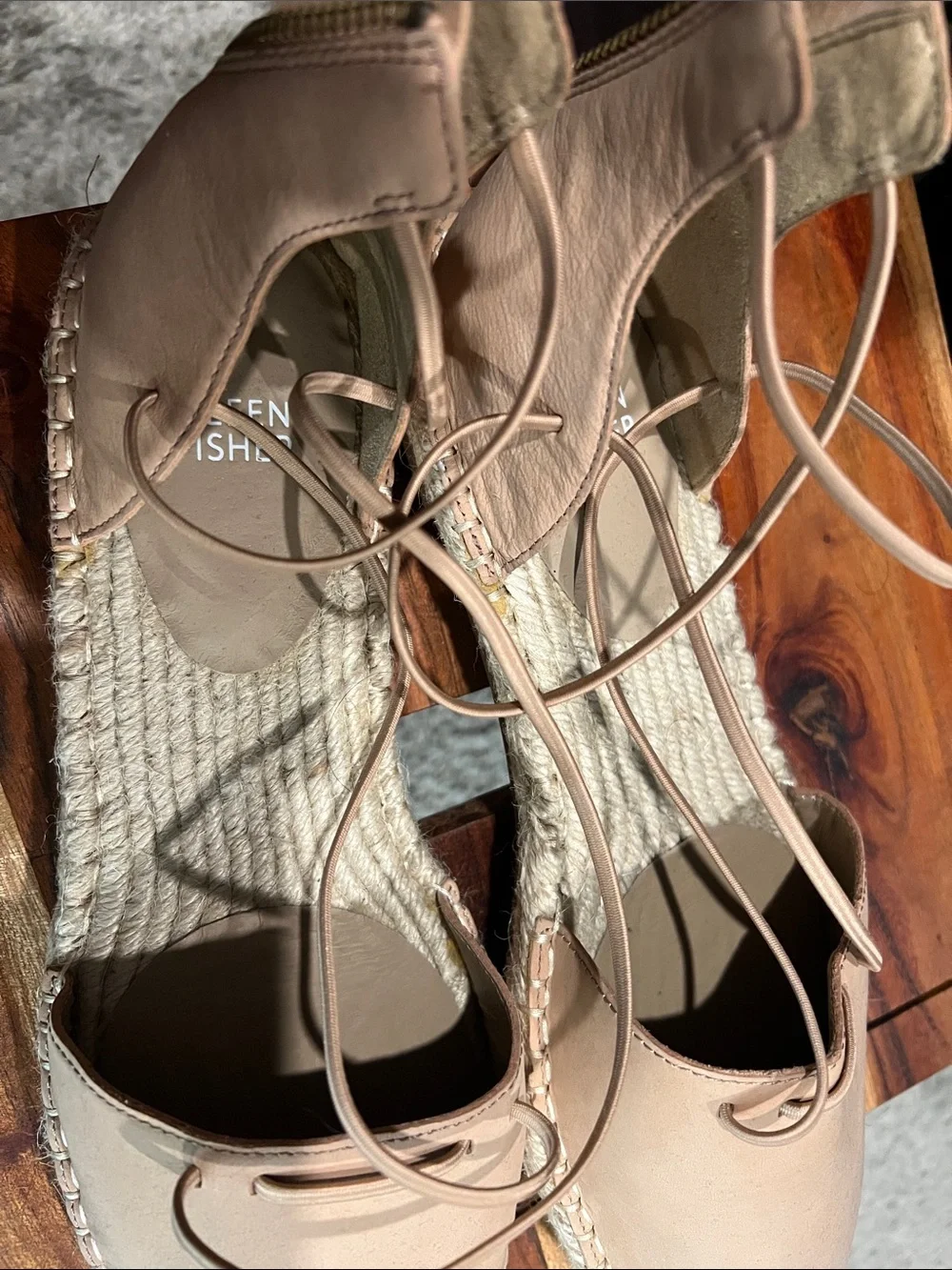 Eileen Fisher Blush Beige Lace-Up Espadrille Flats